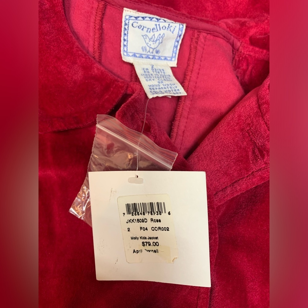 NEW April Cornell Cornelloki Raspberry Velvet Double Breasted Coat Size 2 - Picture 2 of 6